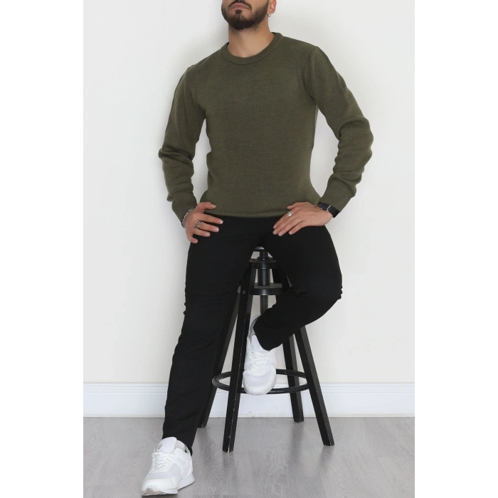 Bisiklet Yaka Erkek Triko Haki - 70780.1766.