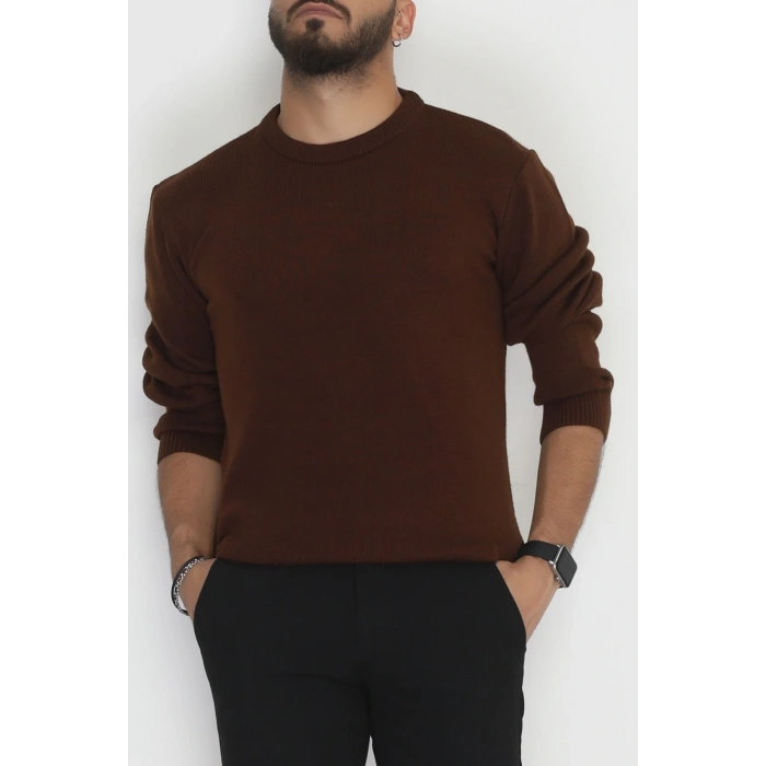 Bisiklet Yaka Erkek Triko Kahve - 70780.1766.