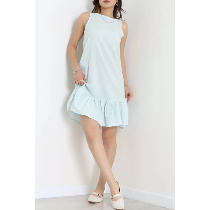 Bisiklet Yaka Fırfırlı Elbise Mint - 41864.1723.