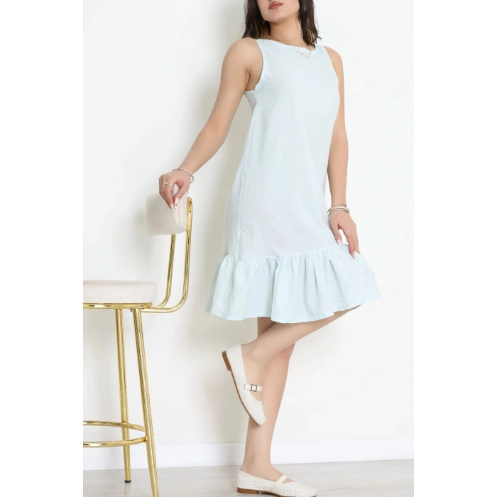 Bisiklet Yaka Fırfırlı Elbise Mint - 41864.1723.
