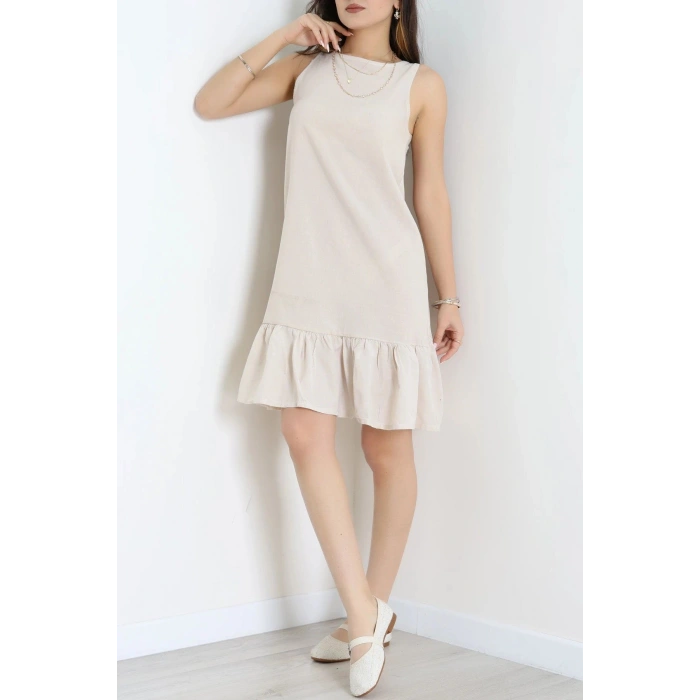Bisiklet Yaka Fırfırlı Elbise Taş - 41864.1723.