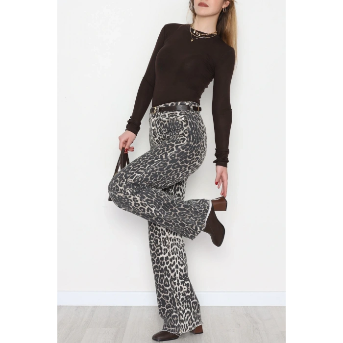 Bisiklet Yaka Kolu Fiyonklu Bluz Kahve - 1045.2119.