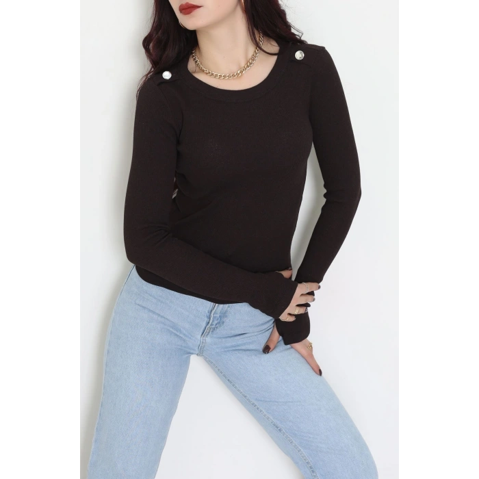 Bisiklet Yaka Omuz Düğmeli Kaşkorse Body Acıkahve - 70790.599.