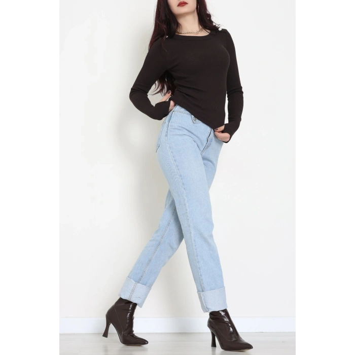 Bisiklet Yaka Omuz Düğmeli Kaşkorse Body Acıkahve - 70790.599.