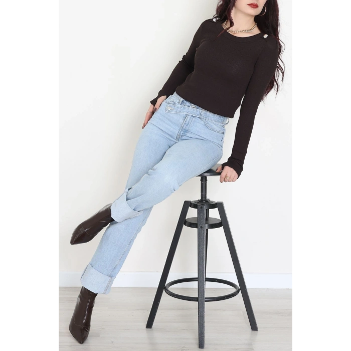 Bisiklet Yaka Omuz Düğmeli Kaşkorse Body Acıkahve - 70790.599.