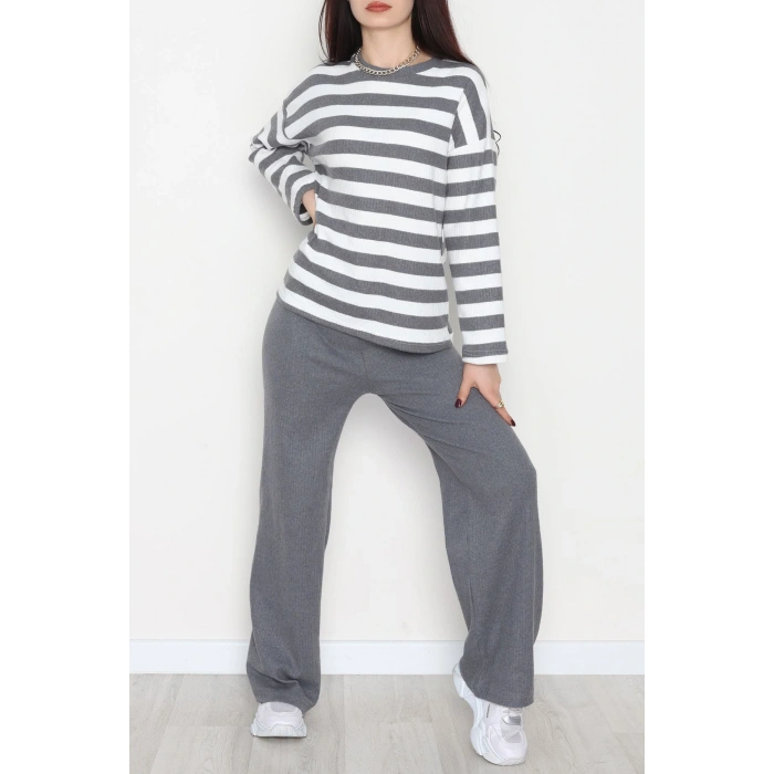 Bisiklet Yaka Raporlu İnterlok Takım Fümebeyaz - 42740.1567.