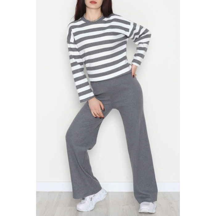 Bisiklet Yaka Raporlu İnterlok Takım Fümebeyaz - 42740.1567.