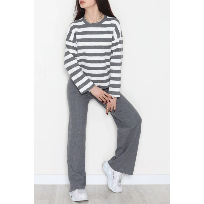 Bisiklet Yaka Raporlu İnterlok Takım Fümebeyaz - 42740.1567.