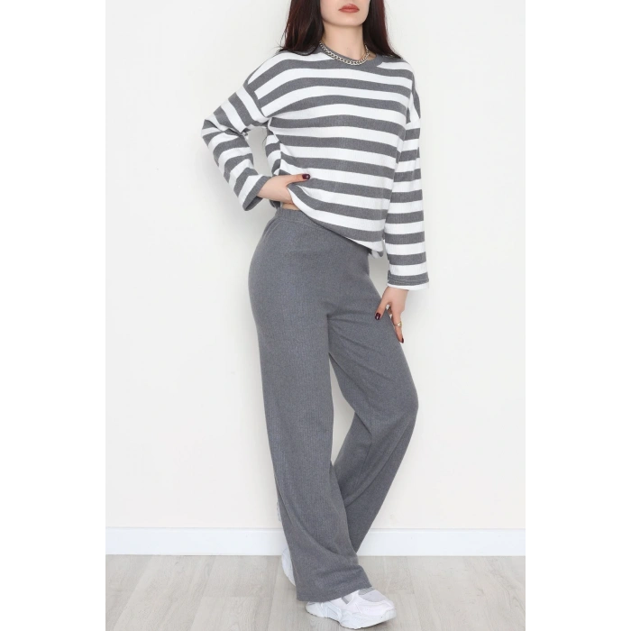 Bisiklet Yaka Raporlu İnterlok Takım Fümebeyaz - 42740.1567.