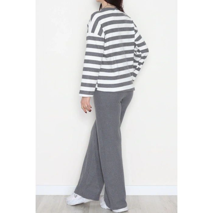 Bisiklet Yaka Raporlu İnterlok Takım Fümebeyaz - 42740.1567.