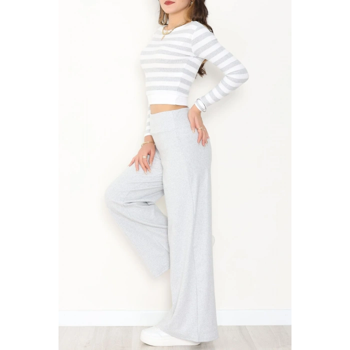 Bisiklet Yaka Raporlu İnterlok Takım Gribeyaz - 42737.1567.