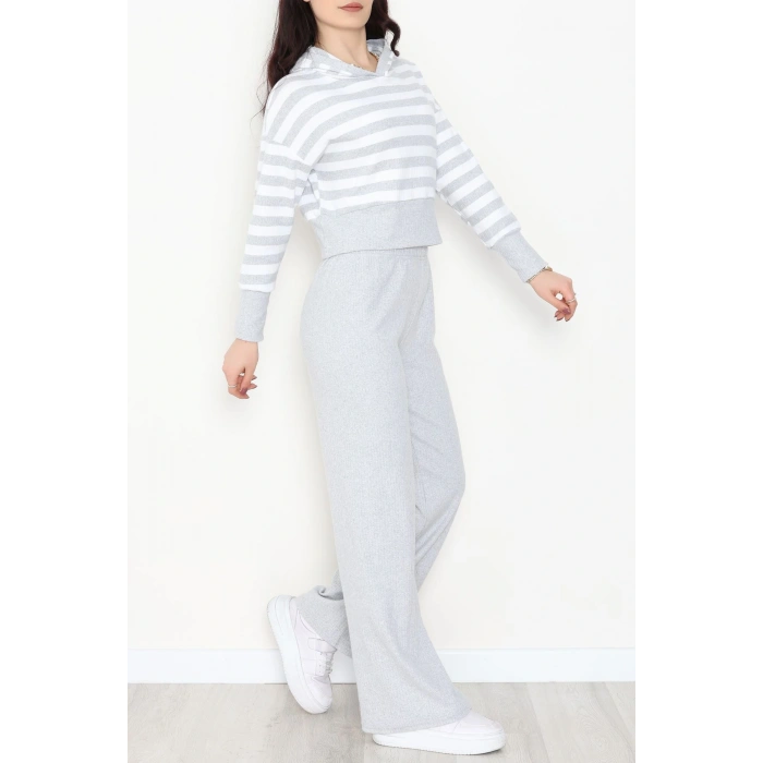 Bisiklet Yaka Raporlu İnterlok Takım Gribeyaz - 42740.1567.