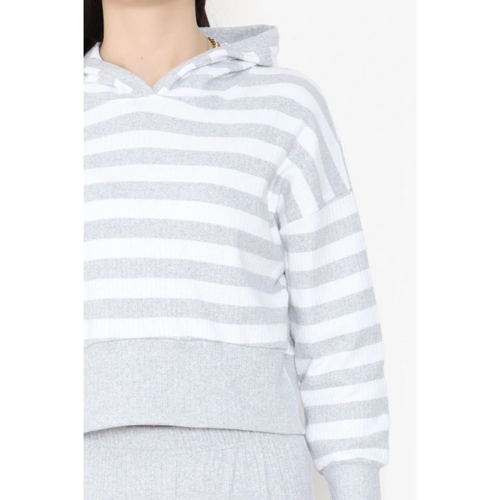 Bisiklet Yaka Raporlu İnterlok Takım Gribeyaz - 42740.1567.