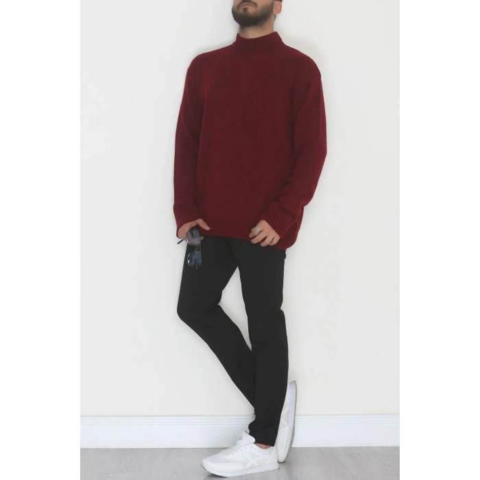 Bisiklet Yaka Şardon İplik Erkek Triko Bordo - 42549.1766.