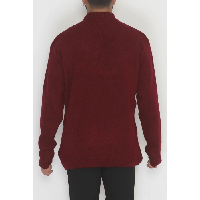 Bisiklet Yaka Şardon İplik Erkek Triko Bordo - 42549.1766.