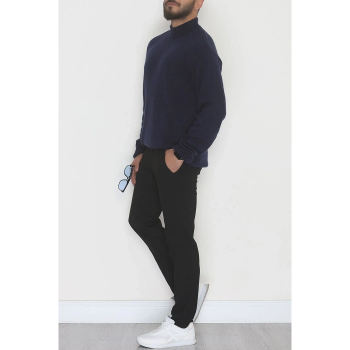 Bisiklet Yaka Şardon İplik Erkek Triko Lacivert - 42549.1766.