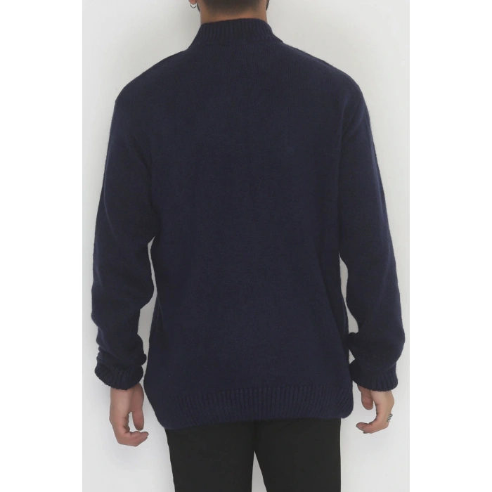 Bisiklet Yaka Şardon İplik Erkek Triko Lacivert - 42549.1766.