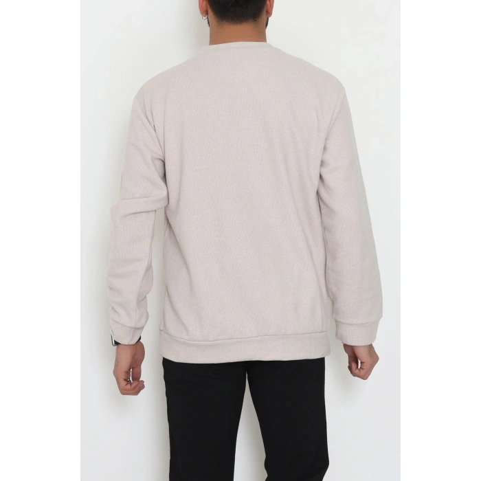 Bisiklet Yaka Selanik Kumaş Erkek Sweat Bej - 42674.1567.