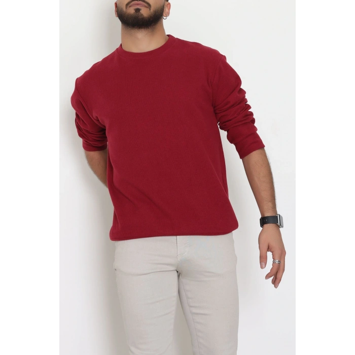 Bisiklet Yaka Selanik Kumaş Erkek Sweat Bordo - 42674.1567.