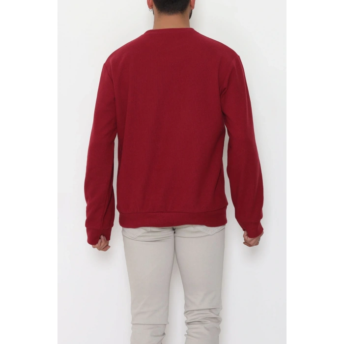 Bisiklet Yaka Selanik Kumaş Erkek Sweat Bordo - 42674.1567.