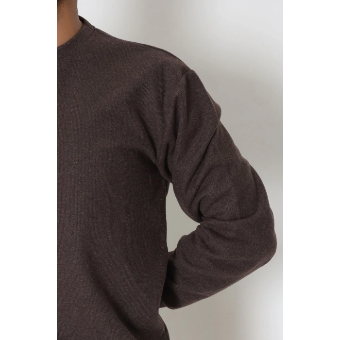 Bisiklet Yaka Selanik Kumaş Erkek Sweat Kahve - 42674.1567.