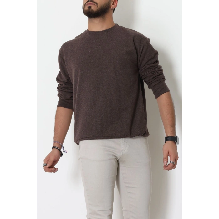 Bisiklet Yaka Selanik Kumaş Erkek Sweat Kahve - 42674.1567.