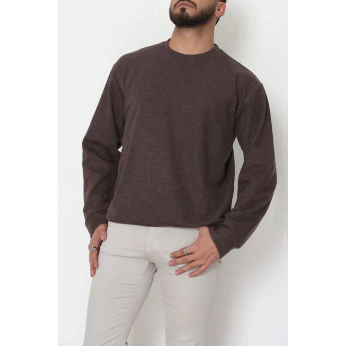 Bisiklet Yaka Selanik Kumaş Erkek Sweat Kahve - 42674.1567.