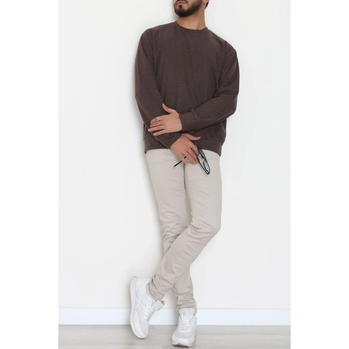 Bisiklet Yaka Selanik Kumaş Erkek Sweat Kahve - 42674.1567.