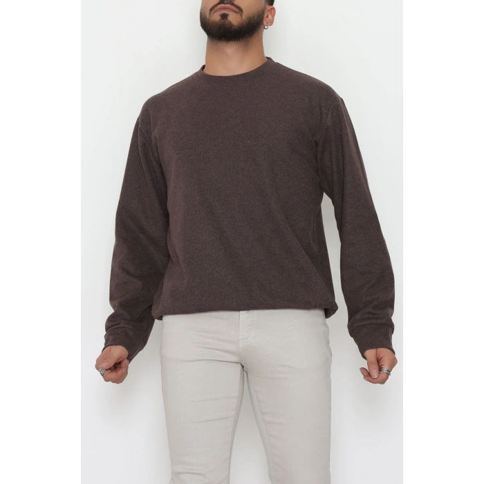 Bisiklet Yaka Selanik Kumaş Erkek Sweat Kahve - 42674.1567.