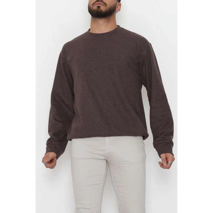 Bisiklet Yaka Selanik Kumaş Erkek Sweat Kahve - 42674.1567.