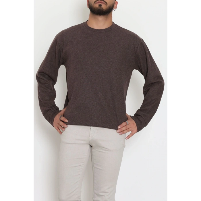 Bisiklet Yaka Selanik Kumaş Erkek Sweat Kahve - 42674.1567.