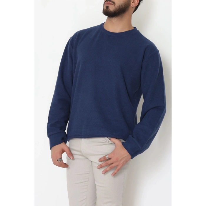 Bisiklet Yaka Selanik Kumaş Erkek Sweat Lacivert - 42674.1567.