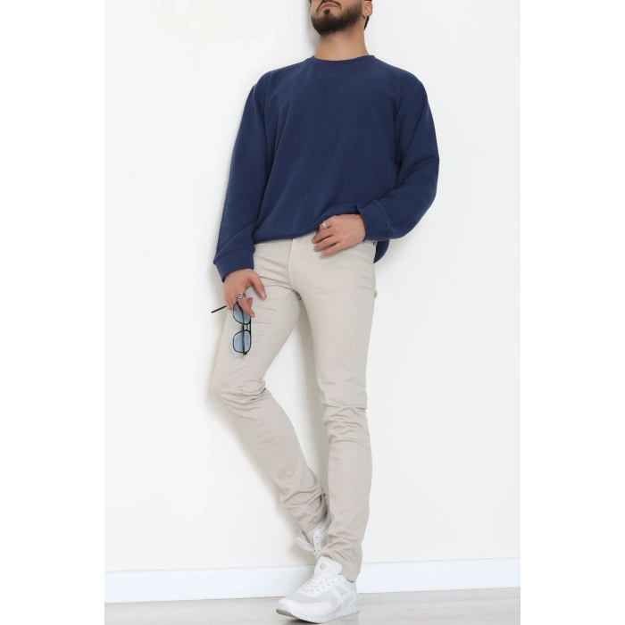 Bisiklet Yaka Selanik Kumaş Erkek Sweat Lacivert - 42674.1567.