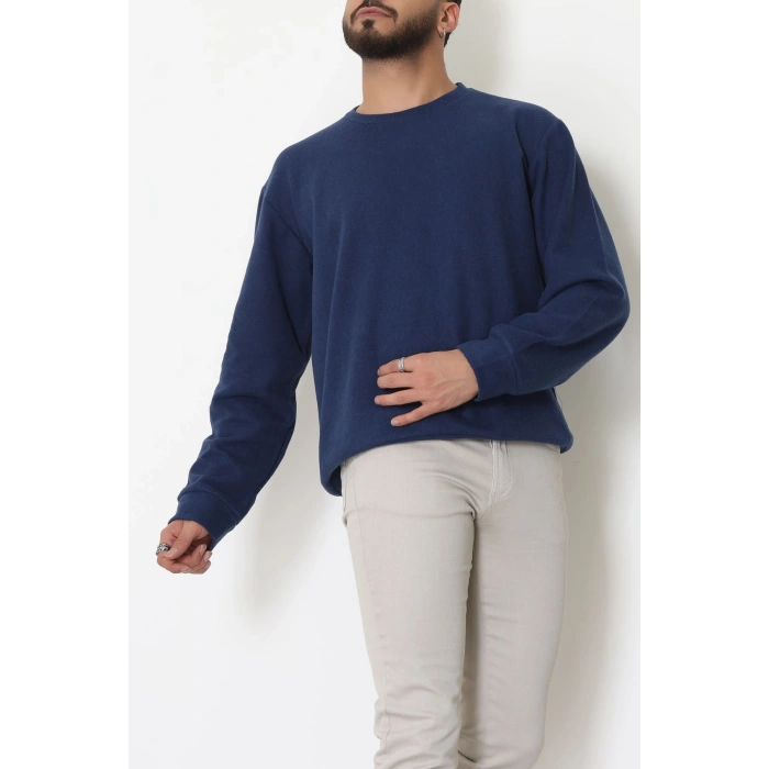 Bisiklet Yaka Selanik Kumaş Erkek Sweat Lacivert - 42674.1567.