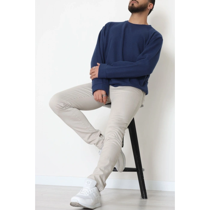 Bisiklet Yaka Selanik Kumaş Erkek Sweat Lacivert - 42674.1567.