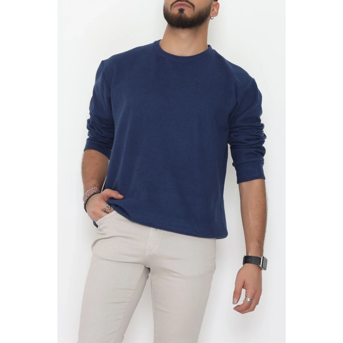 Bisiklet Yaka Selanik Kumaş Erkek Sweat Lacivert - 42674.1567.