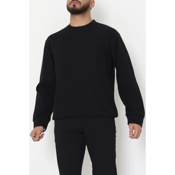 Bisiklet Yaka Selanik Kumaş Erkek Sweat Siyah - 42674.1567.