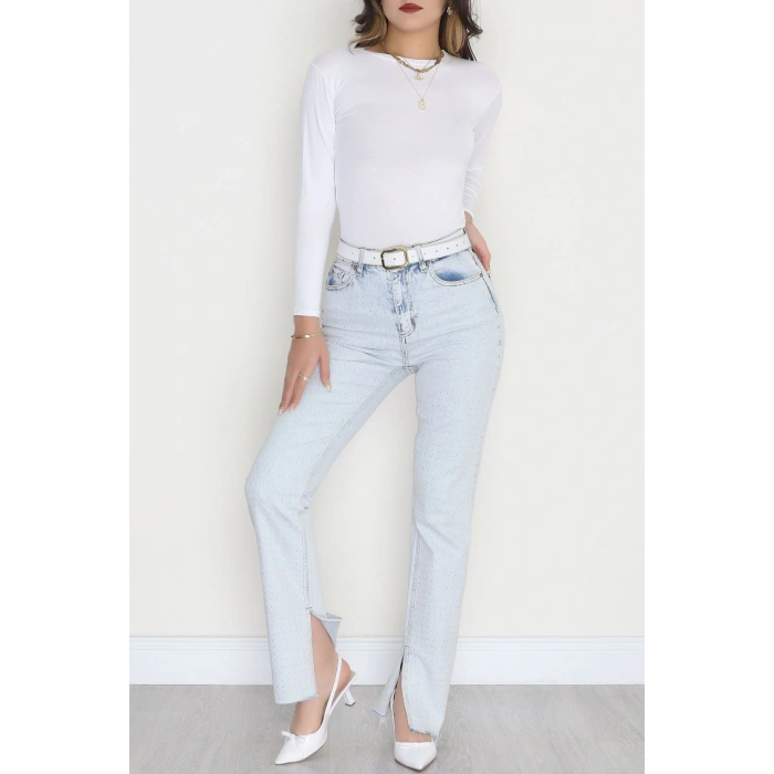 Bisiklet Yaka Uzun Kol Body Beyaz - 3605.1783.