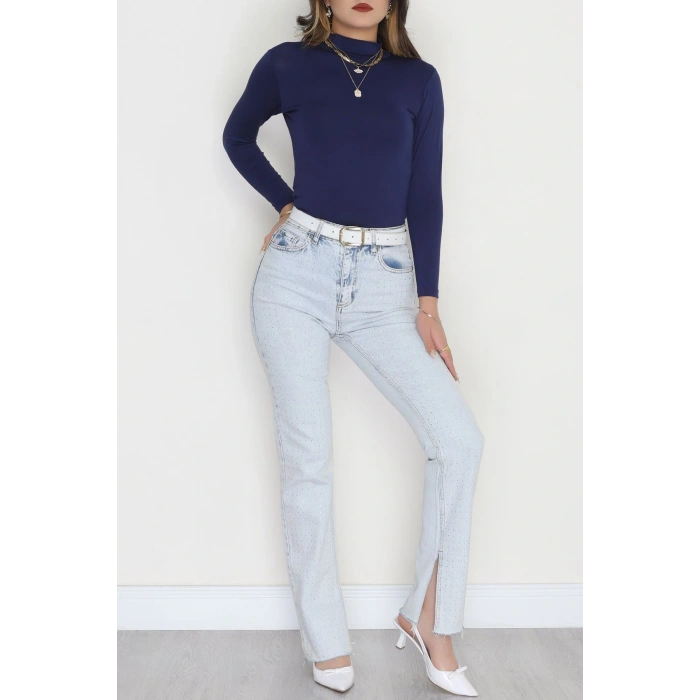 Bisiklet Yaka Uzun Kol Body Lacivert - 3605.1783.