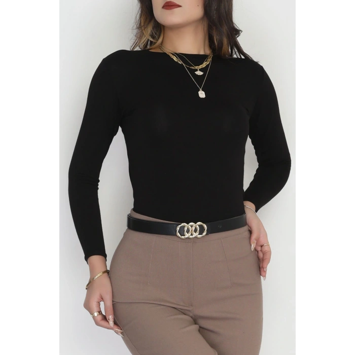 Bisiklet Yaka Uzun Kol Body Siyah - 3605.1783.