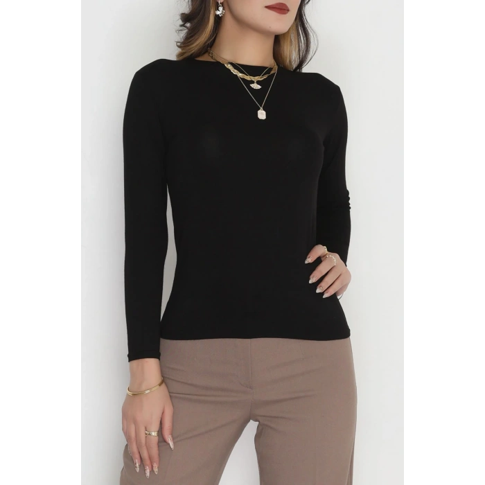 Bisiklet Yaka Uzun Kol Body Siyah - 3605.1783.