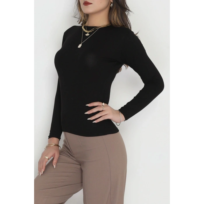 Bisiklet Yaka Uzun Kol Body Siyah - 3605.1783.