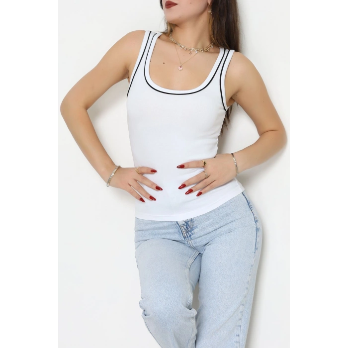 Biye Garnili Kare Yaka Atlet Beyaz - 21870.200.