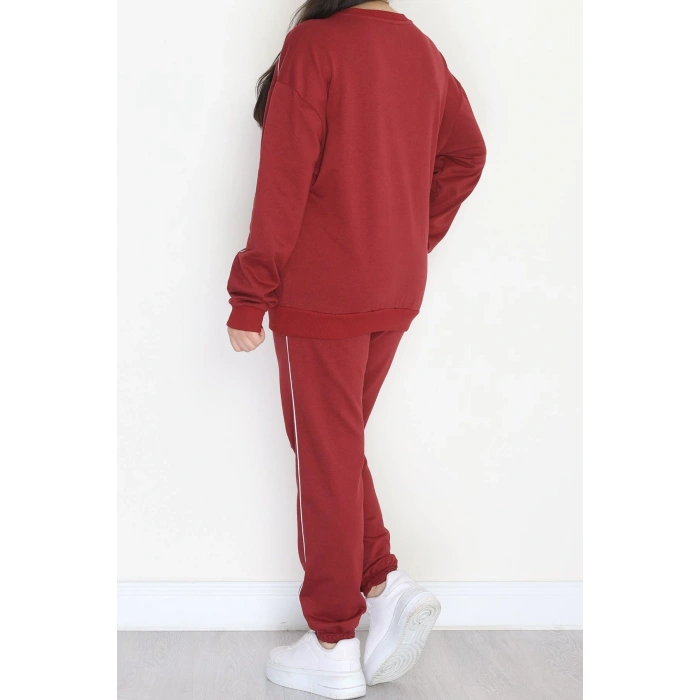 Biyeli 2 İplik Büyük Beden Eşofman Takımı Bordo - 50805.1857.