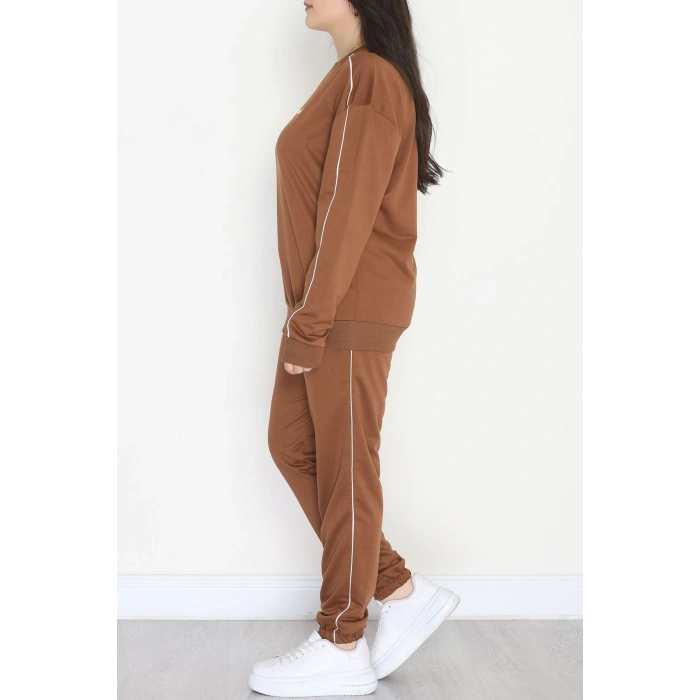 Biyeli 2 İplik Büyük Beden Eşofman Takımı Kahve - 50805.1857.