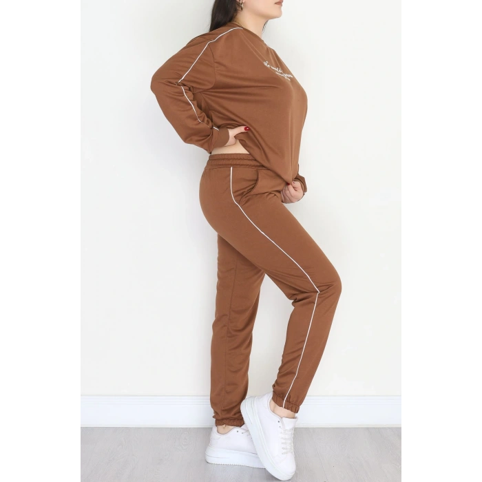 Biyeli 2 İplik Büyük Beden Eşofman Takımı Kahve - 50805.1857.