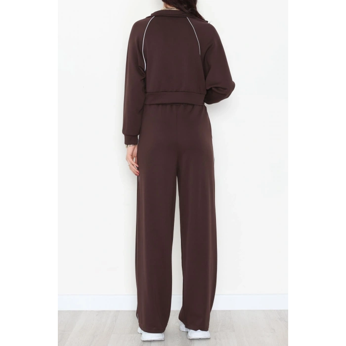 Biyeli Crop Eşofman Takımı Acıkahve - 4130.1247.