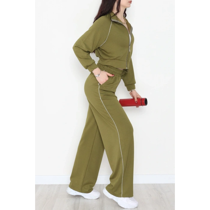 Biyeli Crop Eşofman Takımı Yeşil - 4130.1247.