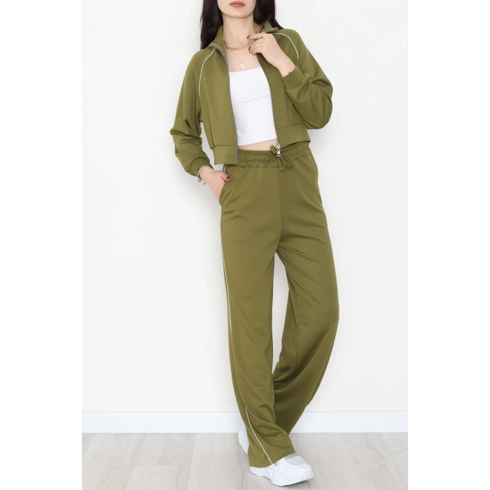 Biyeli Crop Eşofman Takımı Yeşil - 4130.1247.