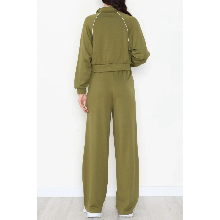 Biyeli Crop Eşofman Takımı Yeşil - 4130.1247.